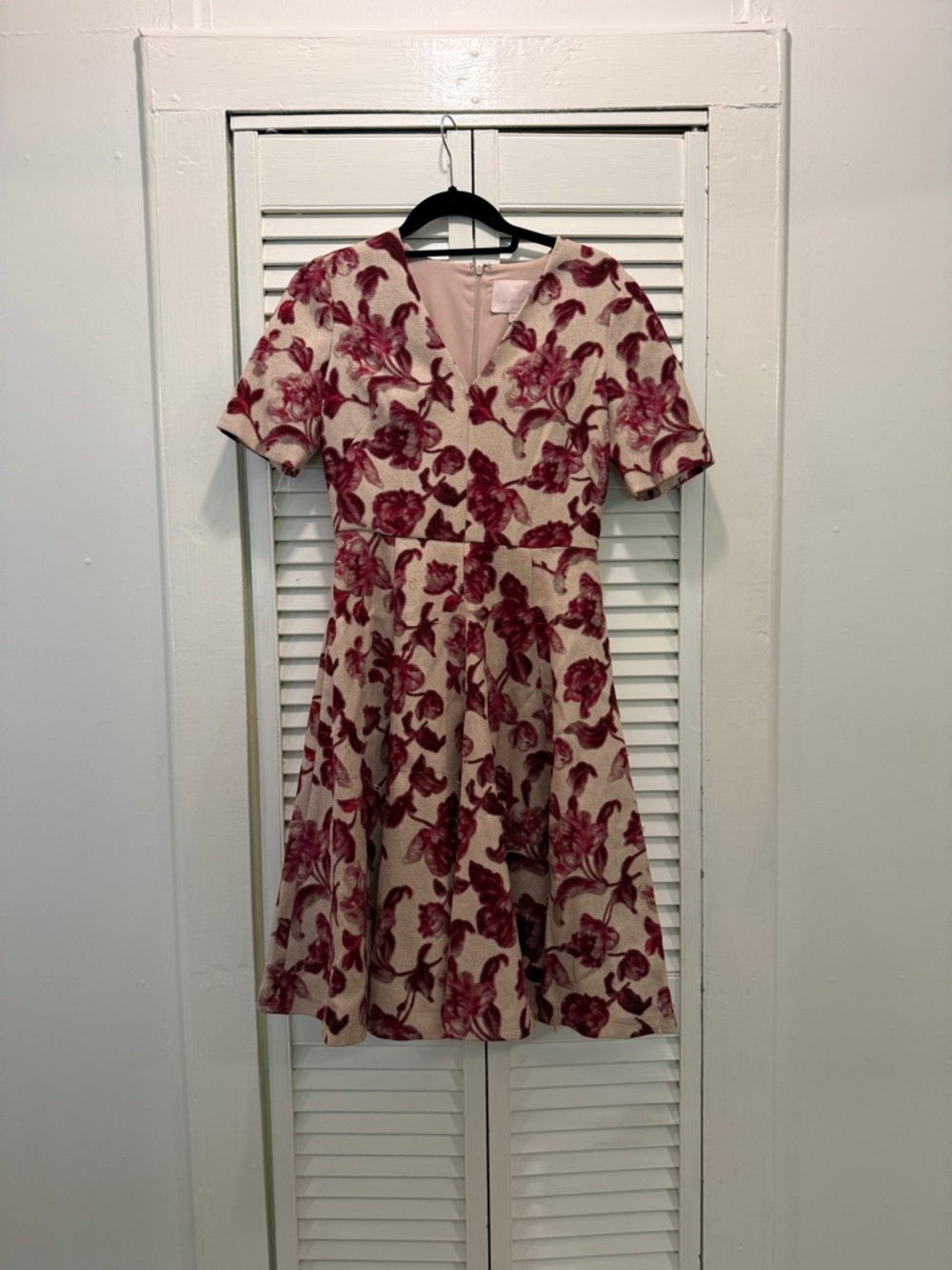 Gal Meets Glam Edith Cream Midi Dress with Berry Floral Print - Picture 2 of 9